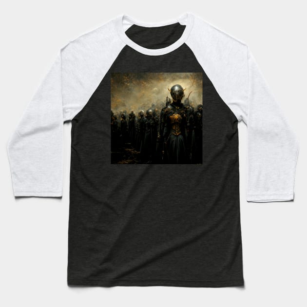 Dark Army of the Elves - Gold and Black Baseball T-Shirt by Classical